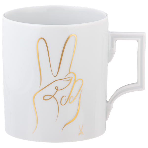 MEISSEN Mug "Peace Hand, gold"